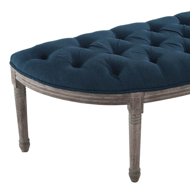 Esme Vintage Upholstered Fabric Bench - Navy