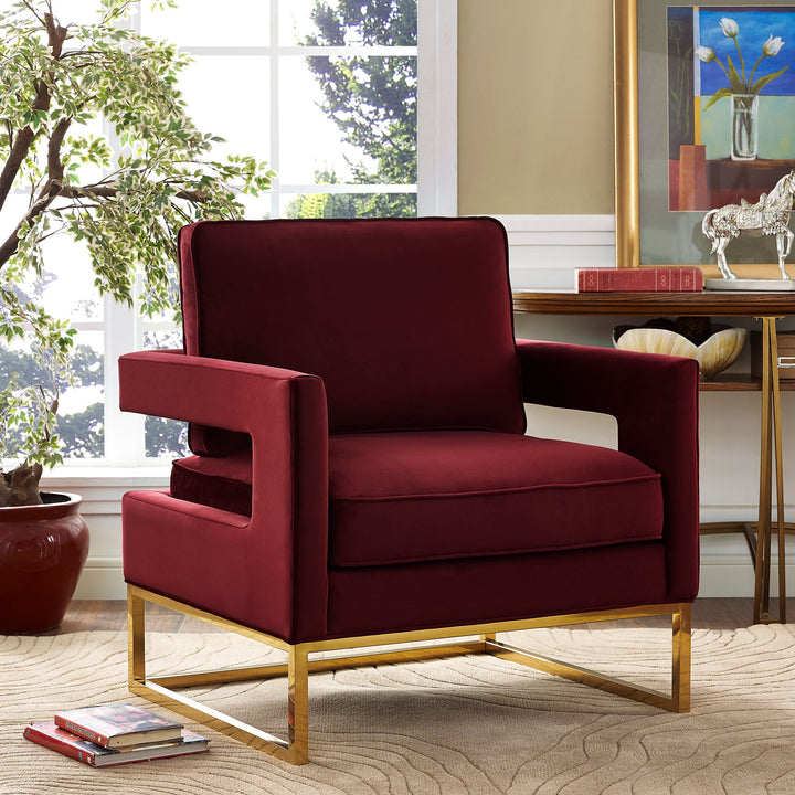 Olivia Maroon Velvet Chair