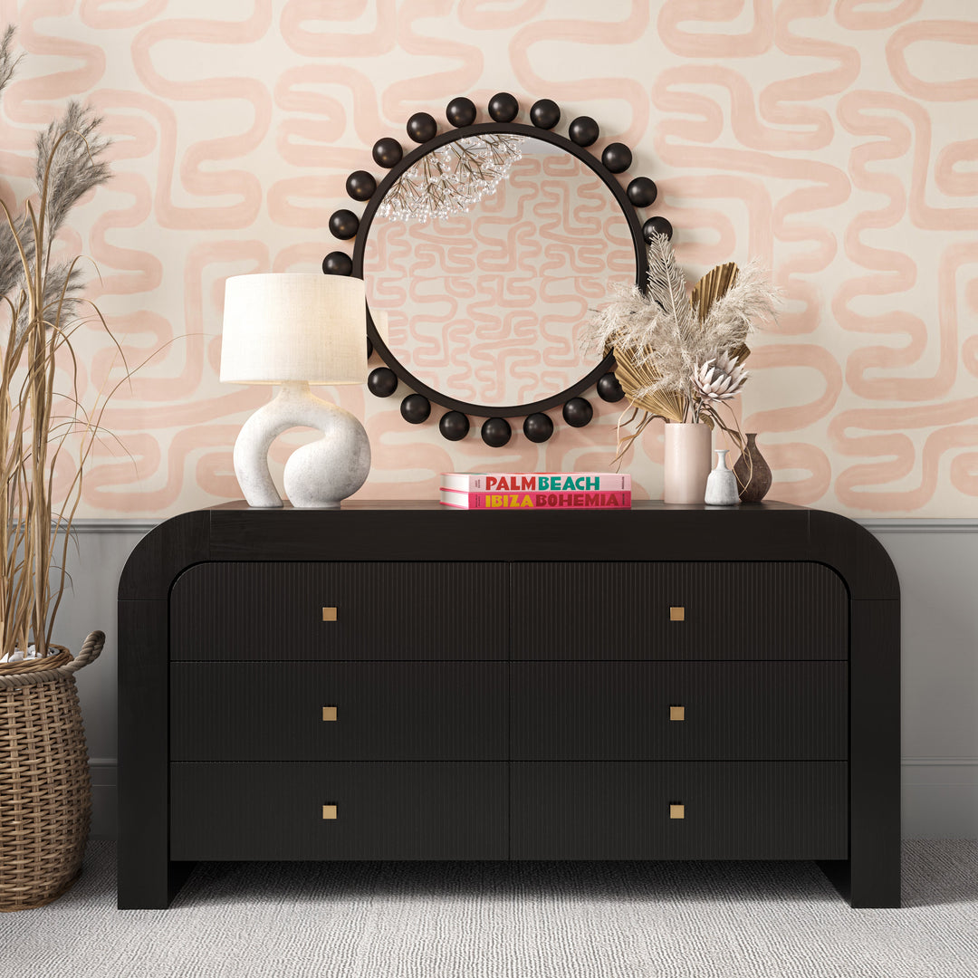 Ridge 6 Drawer Black Dresser