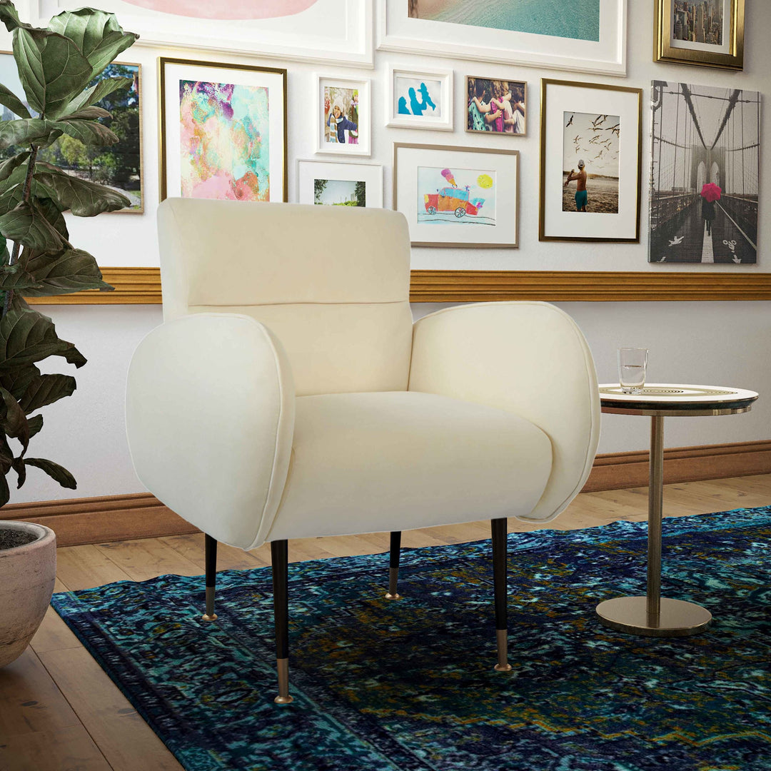 Rowe Velvet Arm Chair - Cream