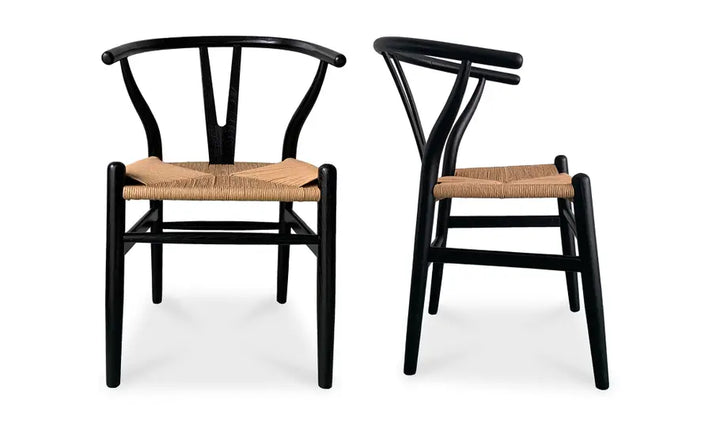 Sierra Dining Chair Black and Natural  Set of 2