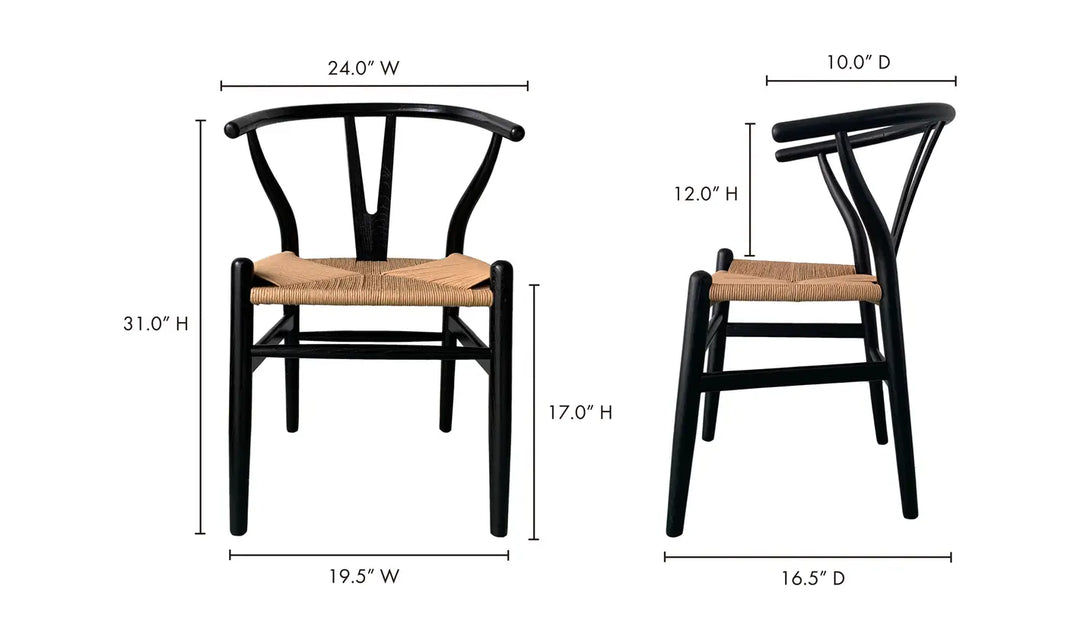 Sierra Dining Chair Black and Natural  Set of 2