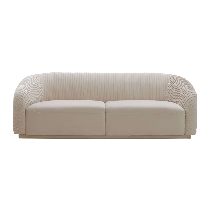 Skye Pleated Beige Velvet Sofa