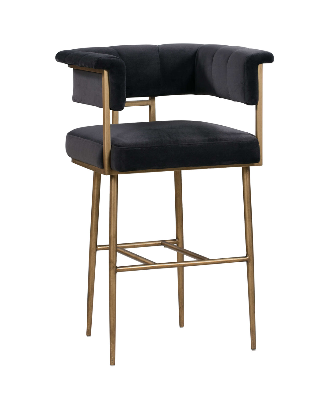 Star Grey Velvet Bar Stool