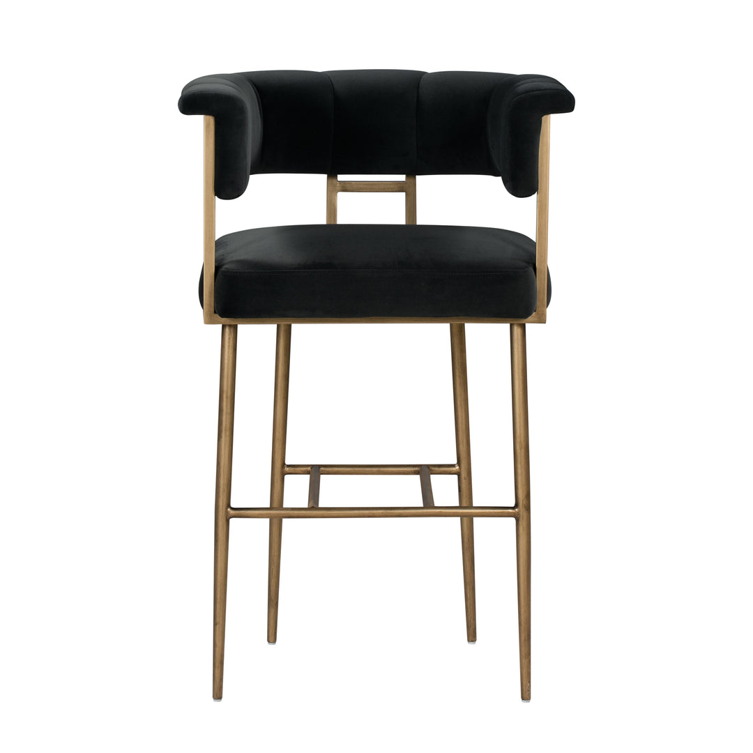 Star Grey Velvet Bar Stool