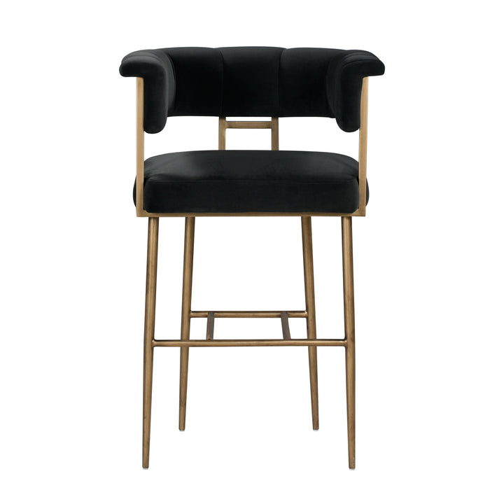 Star Grey Velvet Bar Stool