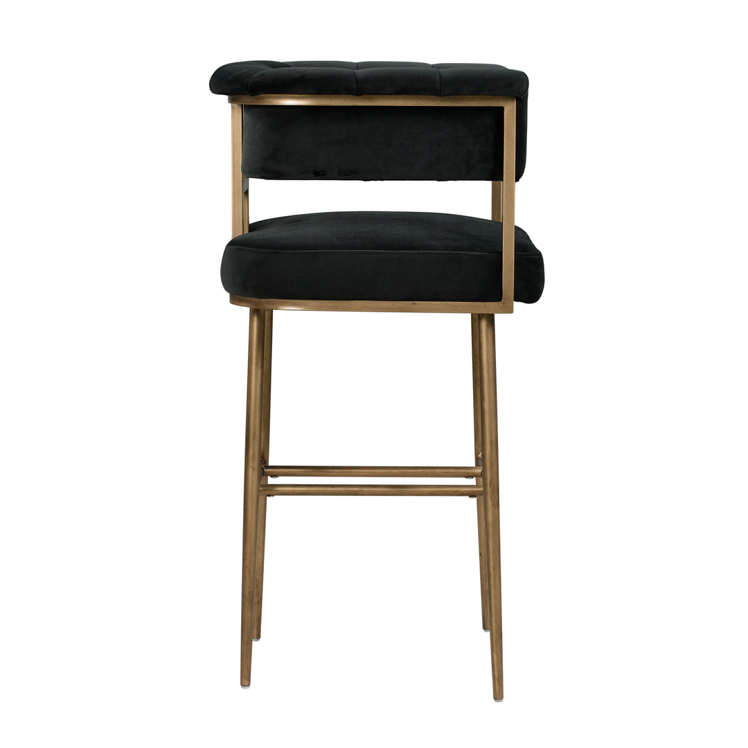 Star Grey Velvet Bar Stool