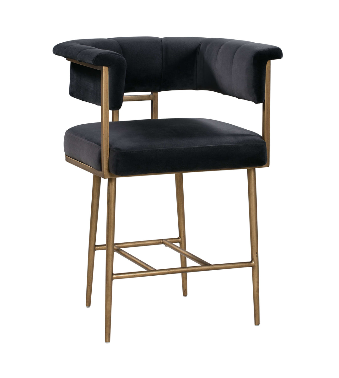 Star Grey Velvet Counter Stool