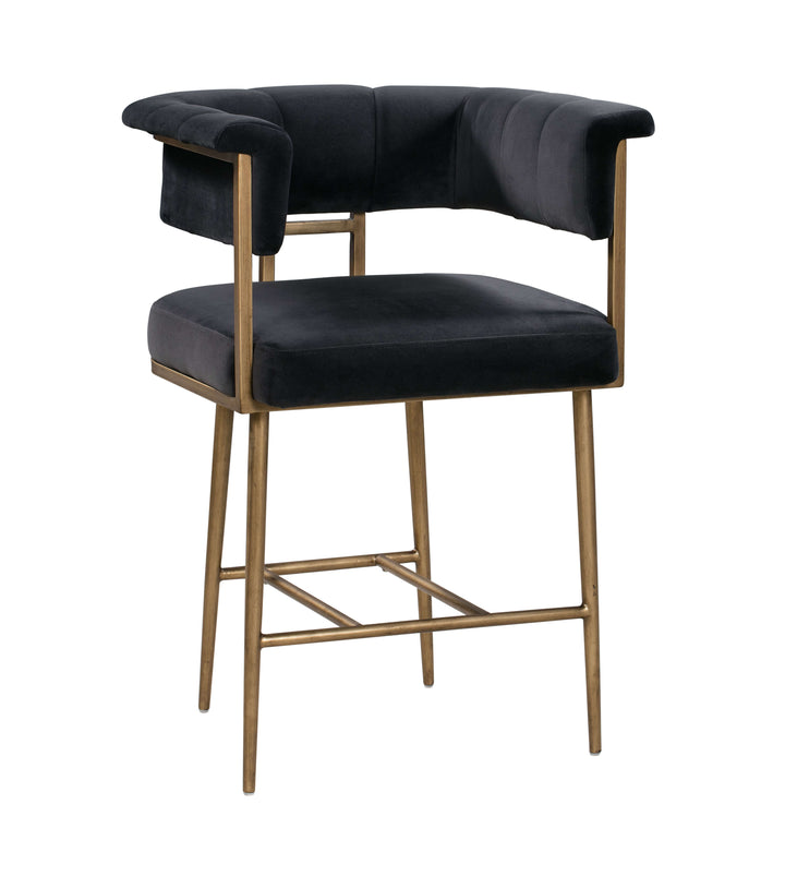 Star Grey Velvet Counter Stool
