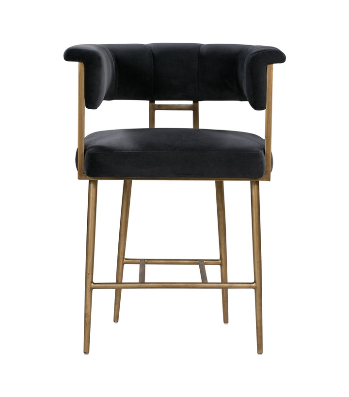 Star Grey Velvet Counter Stool