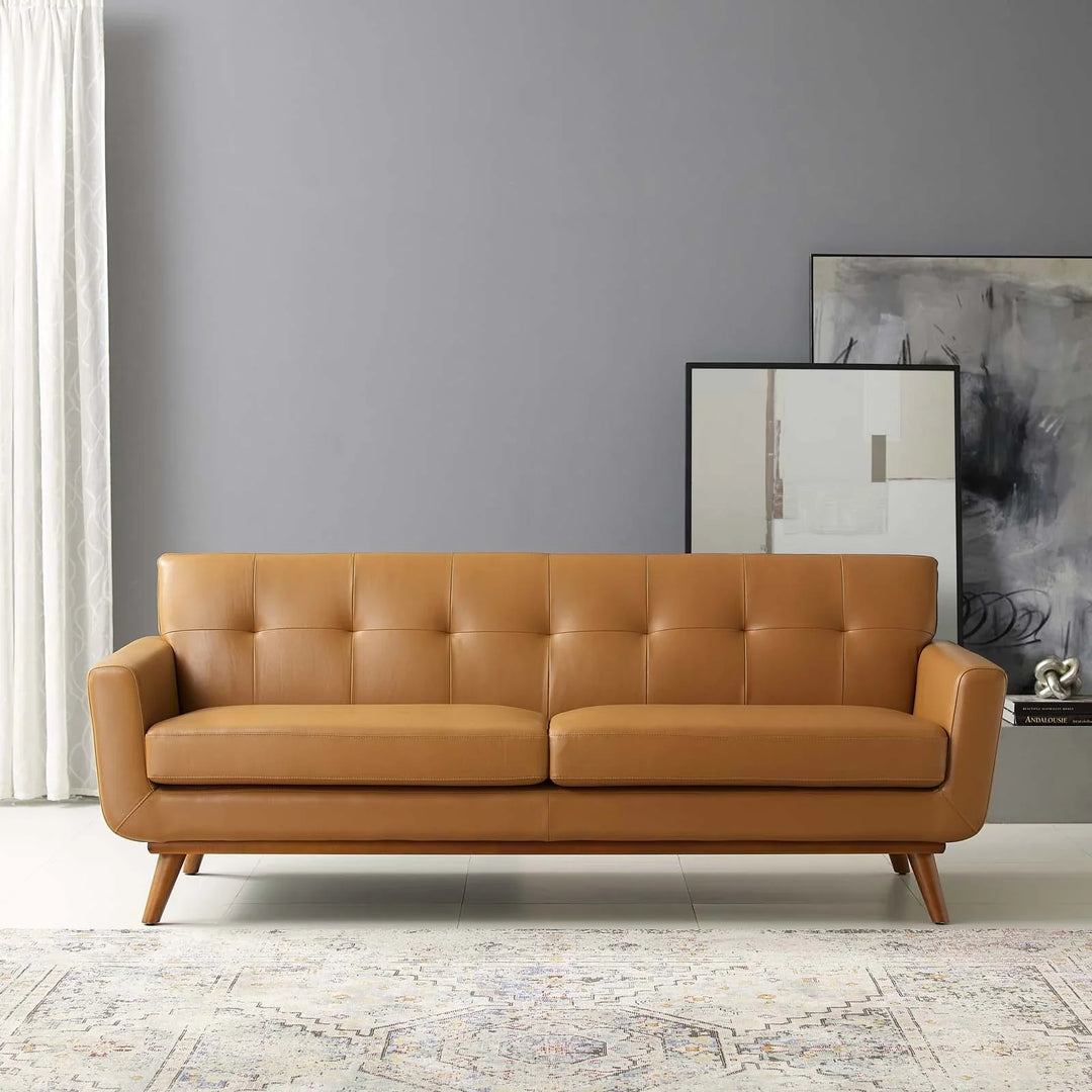 Gage Top Grain Leather Lounge Sofa - Tan