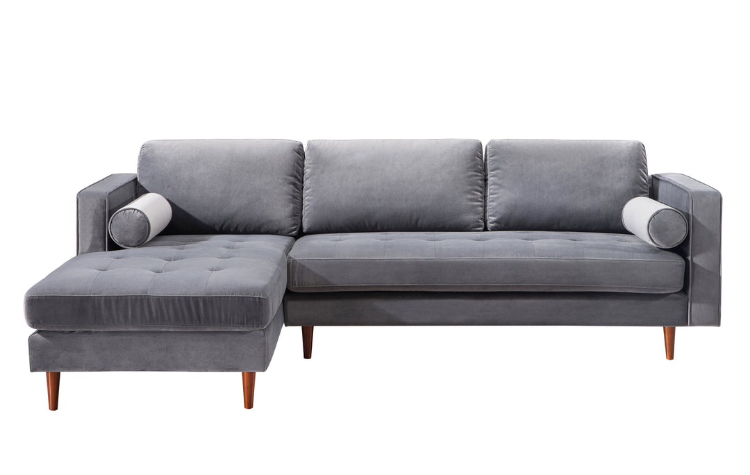 Tilden Velvet Sectional LAF - Gray