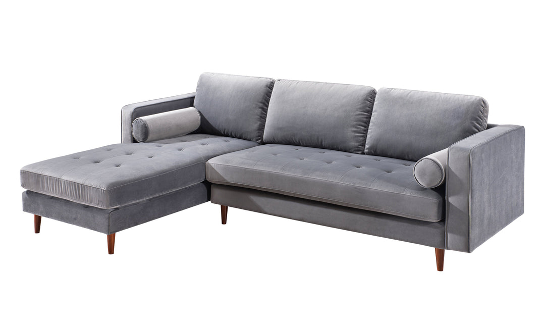Tilden Velvet Sectional LAF - Gray