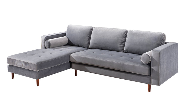 Tilden Velvet Sectional LAF - Gray