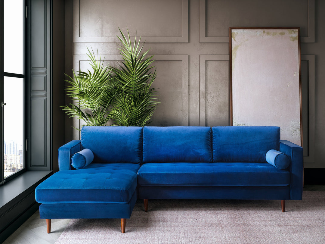 Tilden Velvet Sectional LAF - Navy