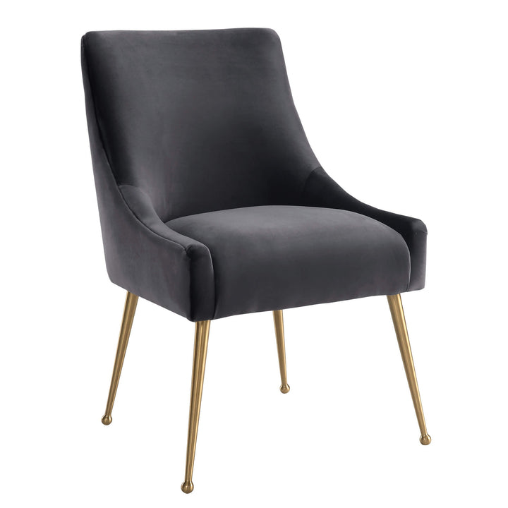 Tori Velvet Side Chair - Charcoal