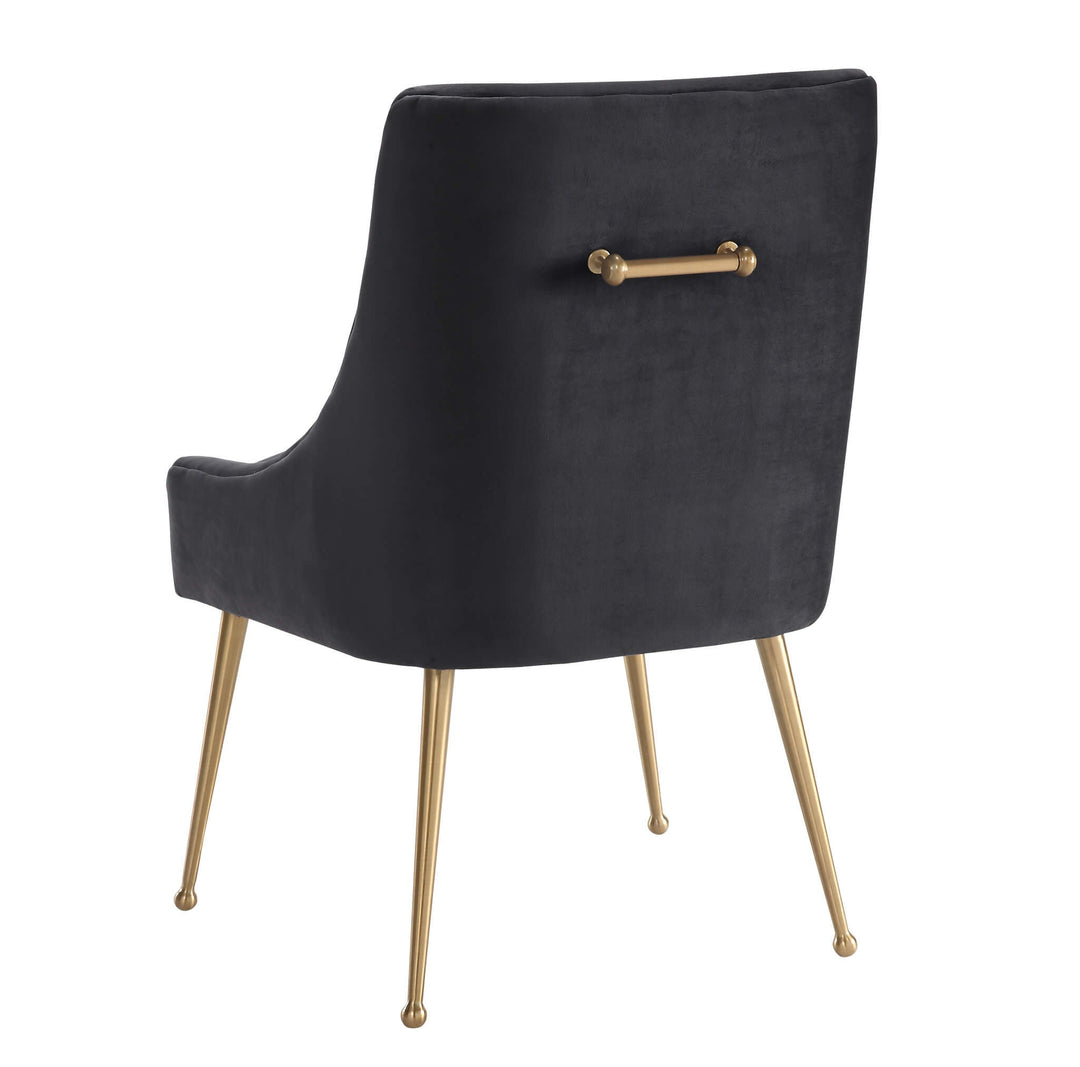 Tori Velvet Side Chair - Charcoal