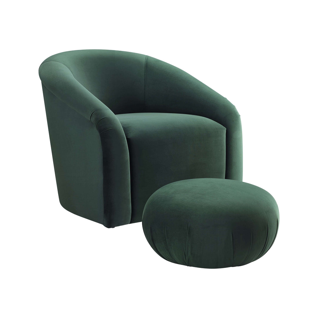 Tuscan Forest Green Velvet Ottoman Set