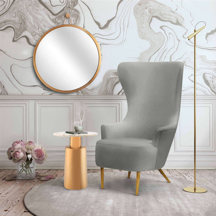 Victoria Grey Velvet Wingback Chair