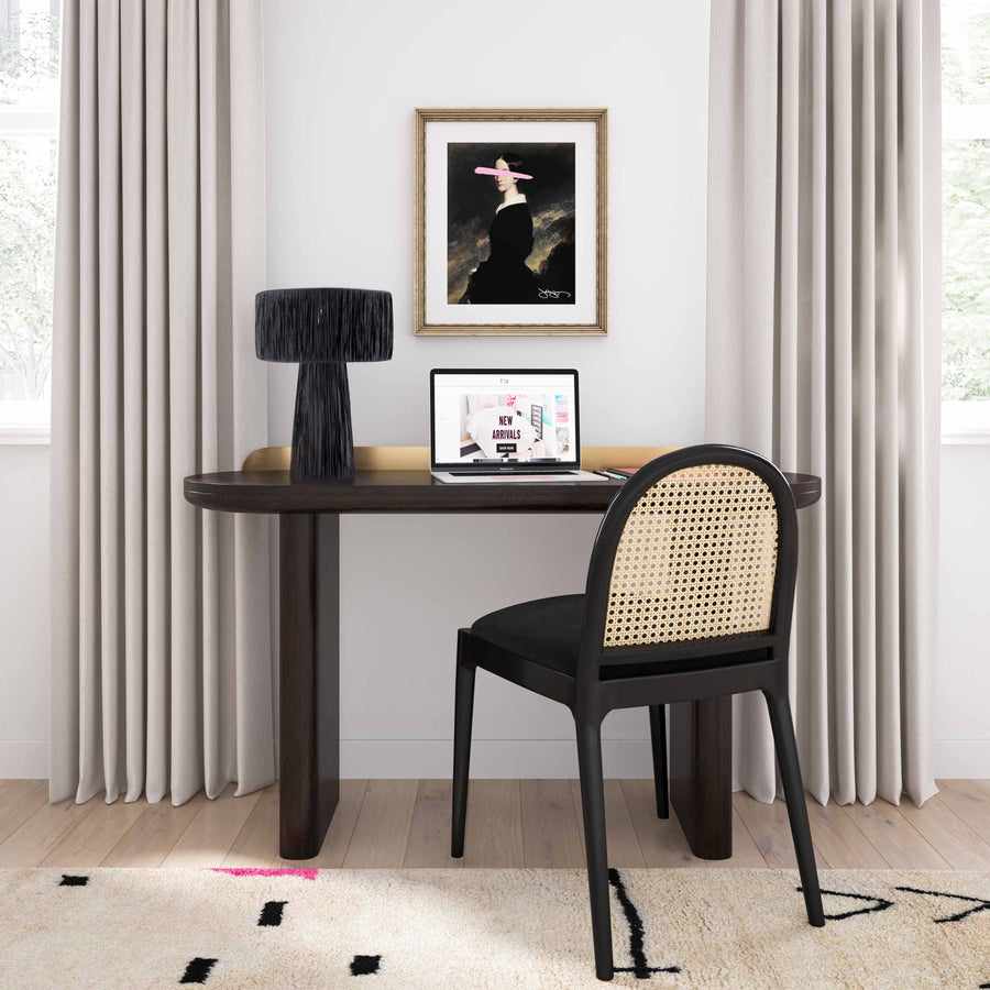 Village Rafia Black Table Lamp