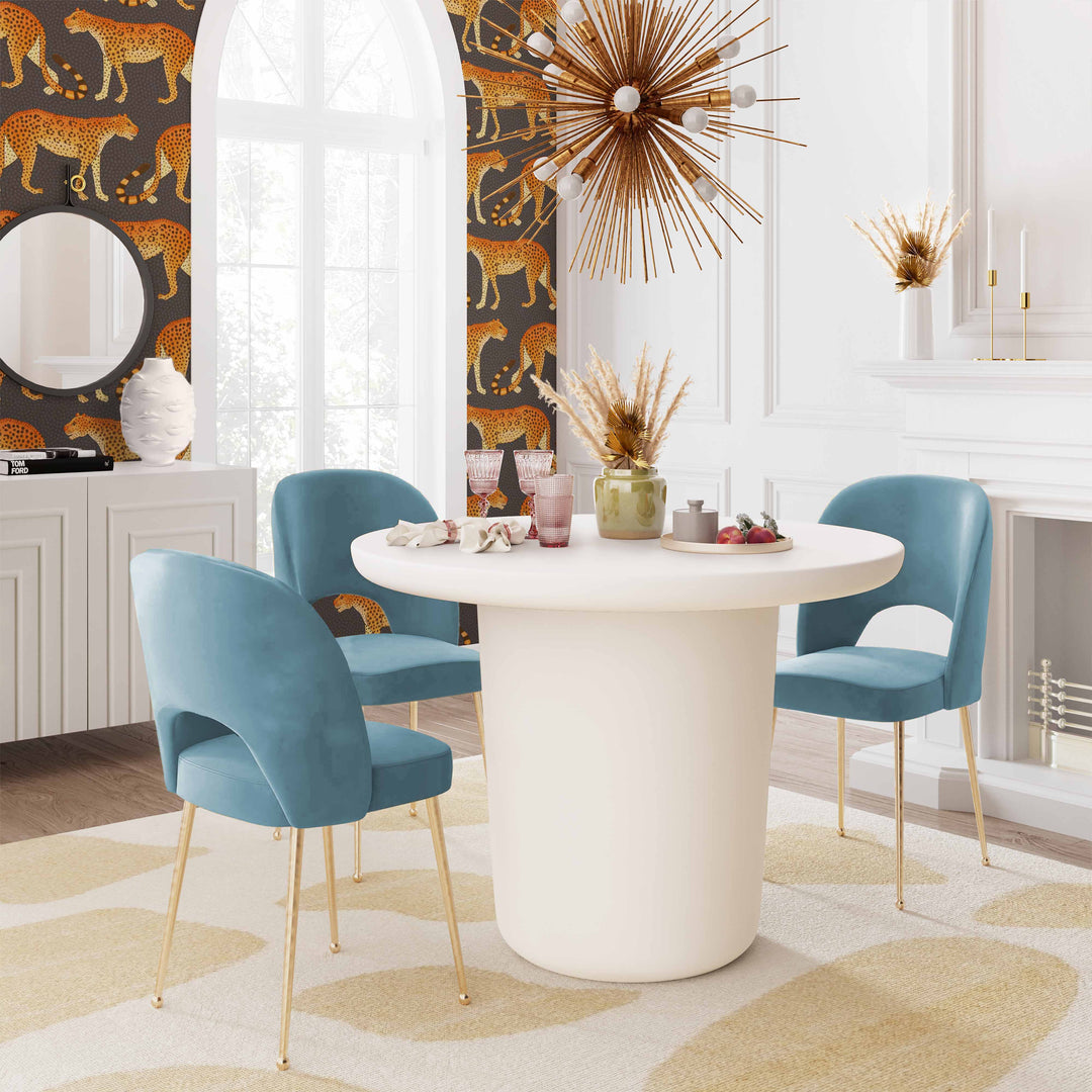 Wave Sea Blue Velvet Chair