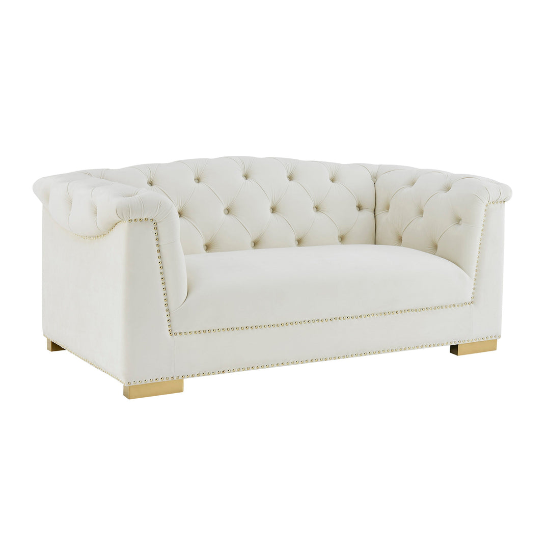Willow Velvet Tufted Loveseat - Cream