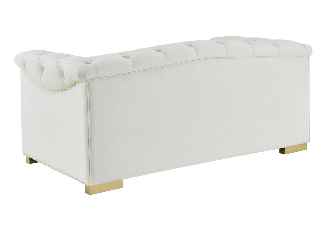 Willow Velvet Tufted Loveseat - Cream