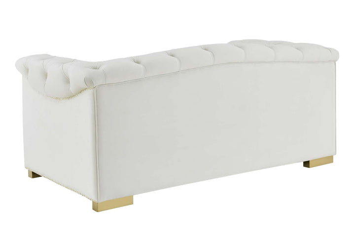 Willow Velvet Tufted Loveseat - Cream