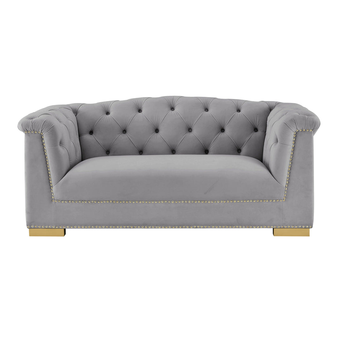 Willow Velvet Tufted Loveseat - Gray