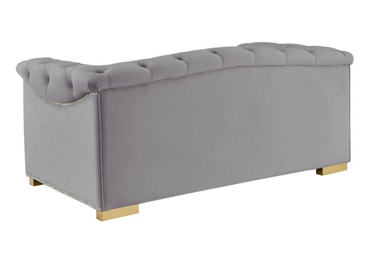 Willow Velvet Tufted Loveseat - Gray