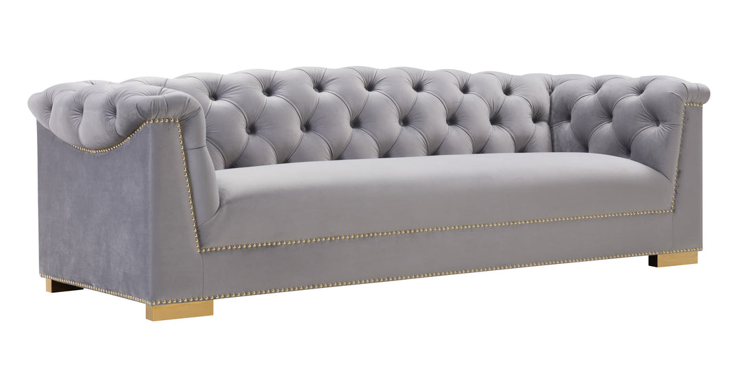 Willow Velvet Tufted Sofa - Gray