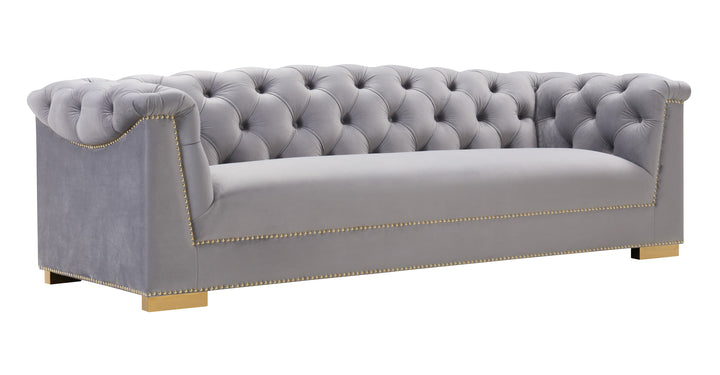 Willow Velvet Tufted Sofa - Gray