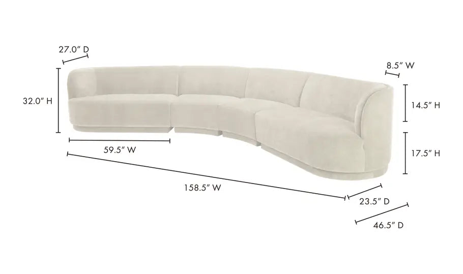 Yun Eclipse Modular Selectional Chairs Left - Cream