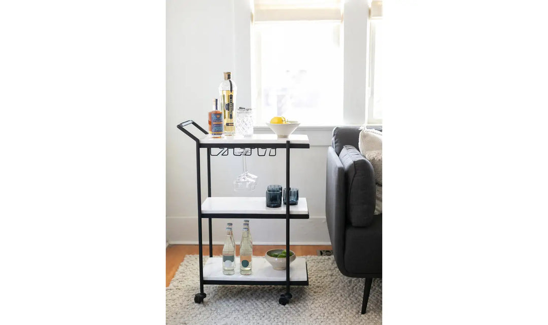 Zara White Marble Bar Cart