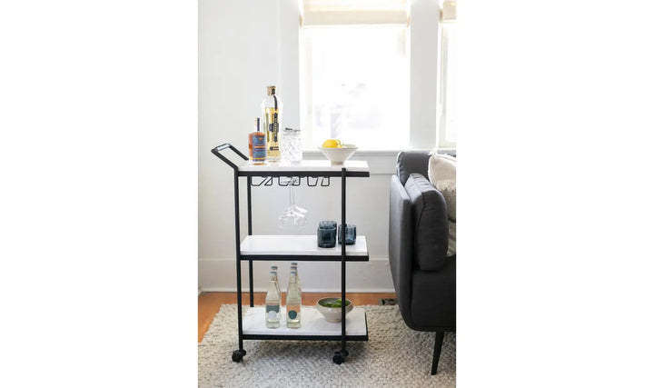 Zara White Marble Bar Cart