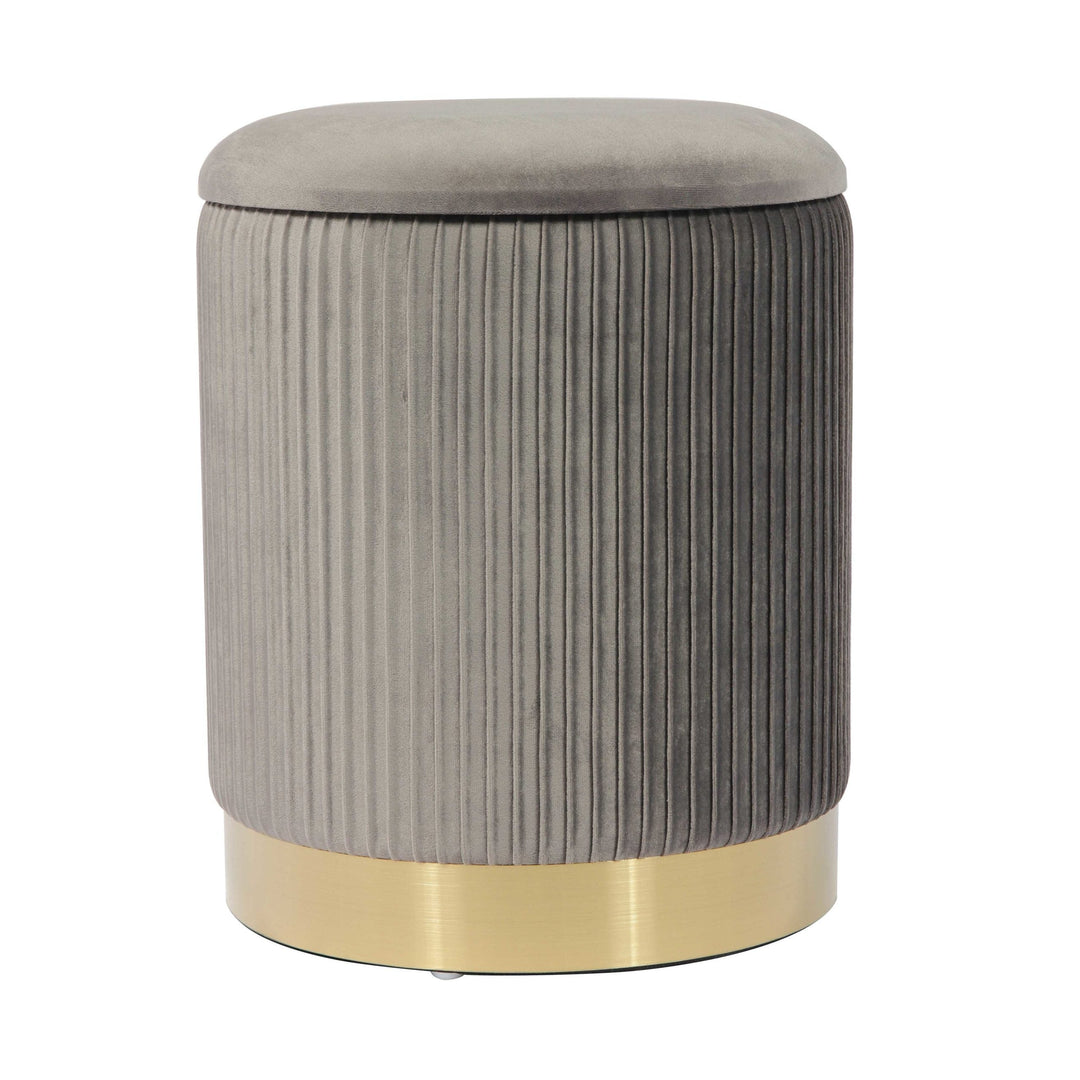 Zoey Grey Velvet Storage Ottoman