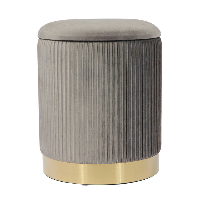 Zoey Grey Velvet Storage Ottoman