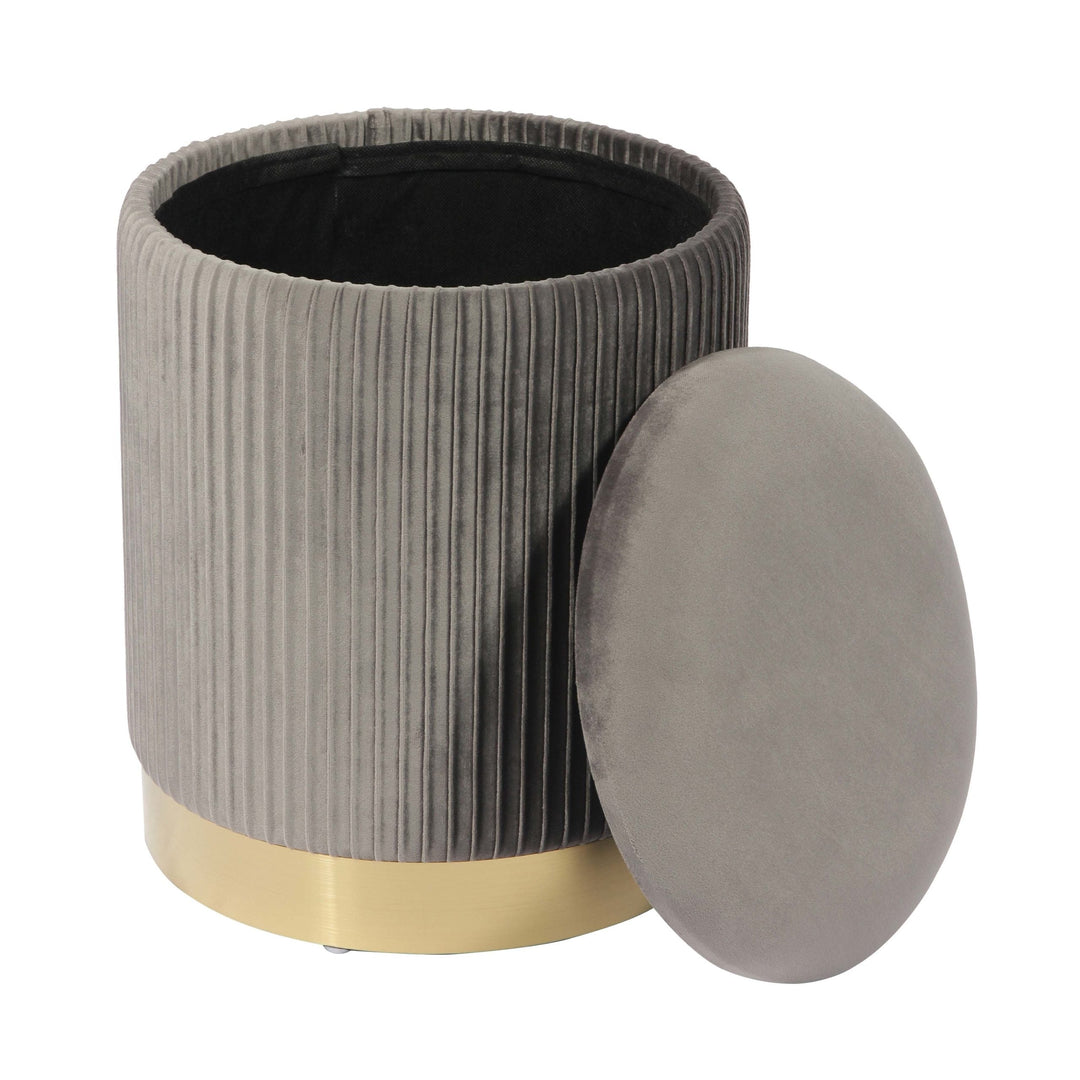 Zoey Grey Velvet Storage Ottoman