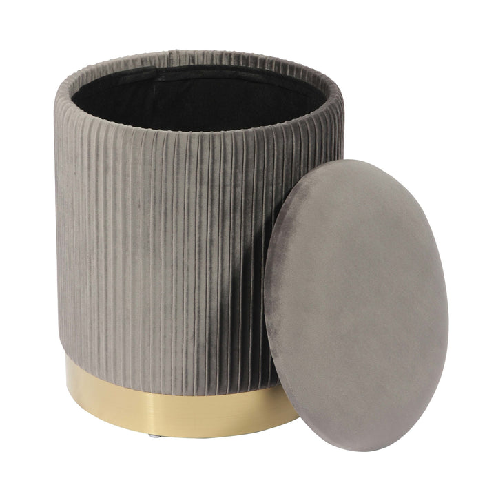 Zoey Grey Velvet Storage Ottoman