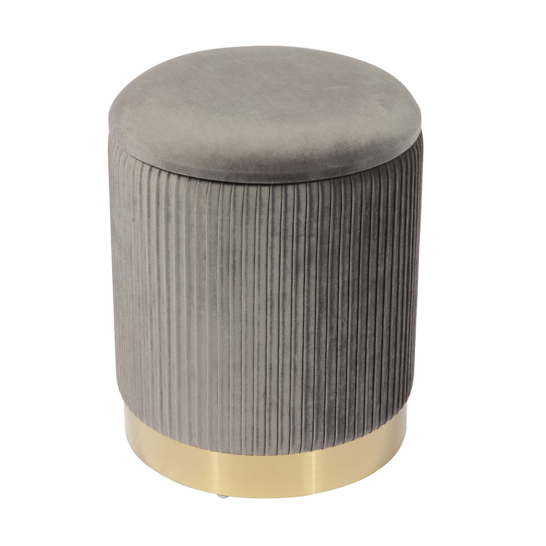 Zoey Grey Velvet Storage Ottoman