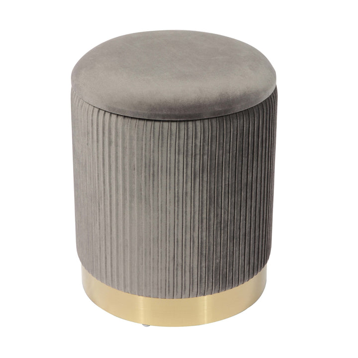 Zoey Grey Velvet Storage Ottoman