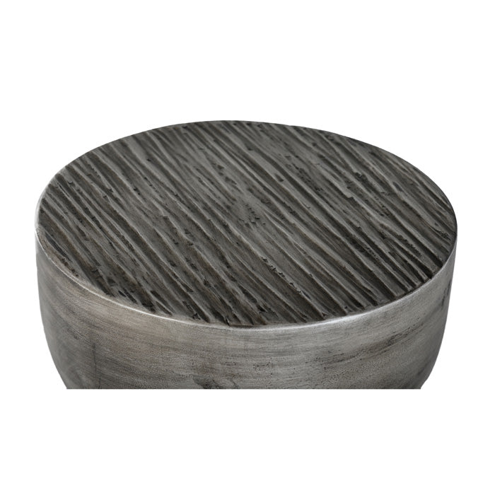 Handcrafted Artisan Gray Wooden Side Table