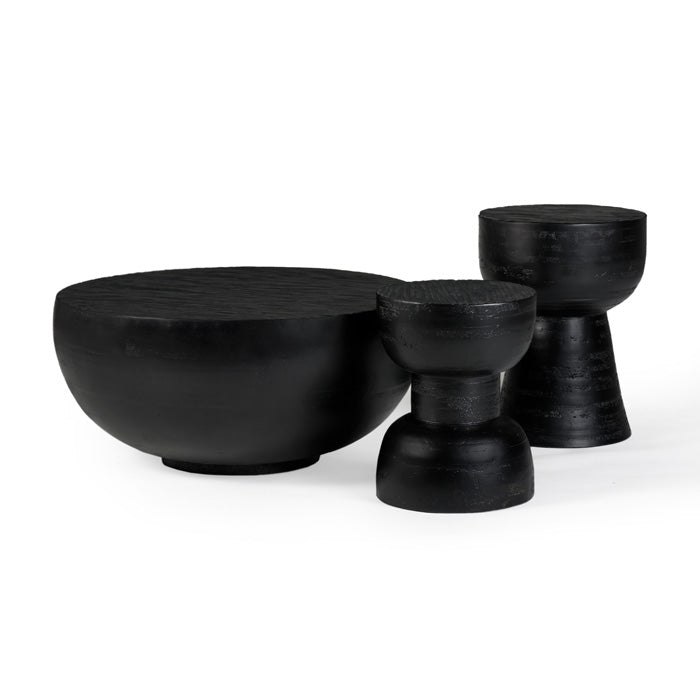 Artisanal Rustic Hardwood Side Table - Medium - Smoky Charcoal