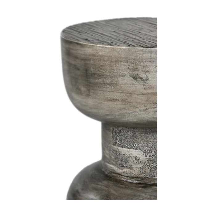 Handcrafted Artisan Gray Wooden Side Table