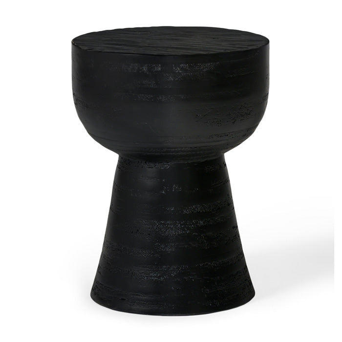 Artisanal Rustic Hardwood Side Table - Medium - Smoky Charcoal