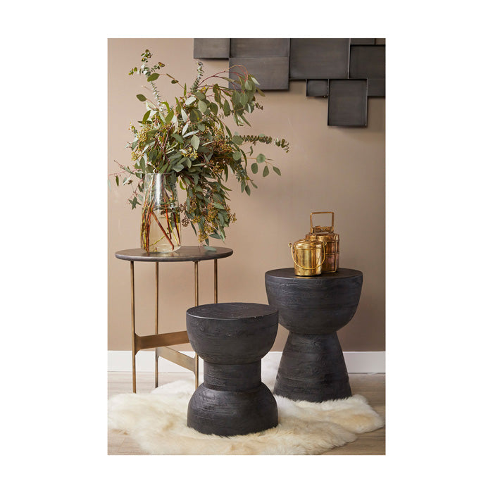 Artisanal Rustic Hardwood Side Table - Medium - Smoky Charcoal
