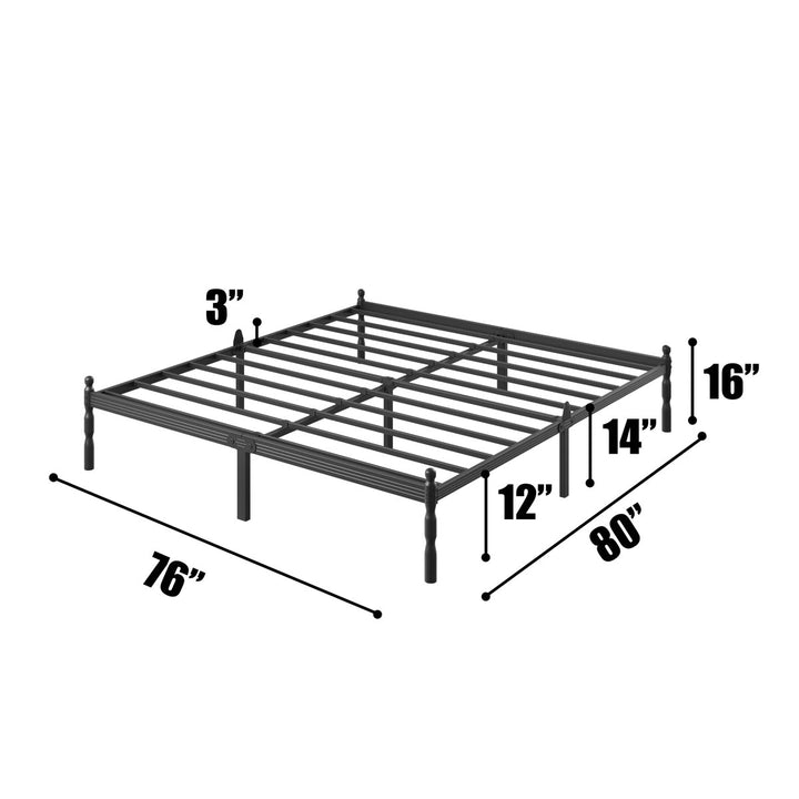 14“H Black Metal Platform Bed Mattress Foundation with Baffles