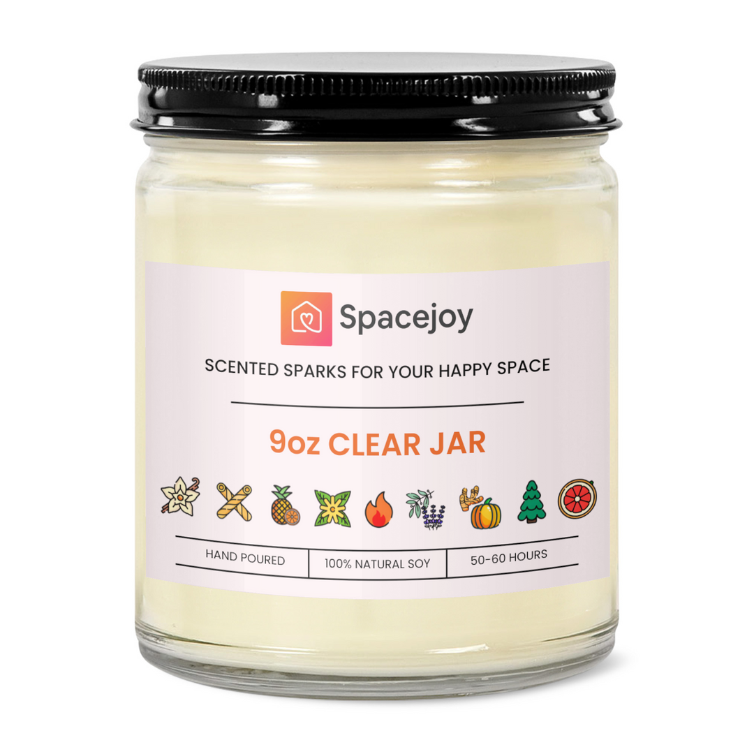 9oz Clear Jar Candle with Black Lid