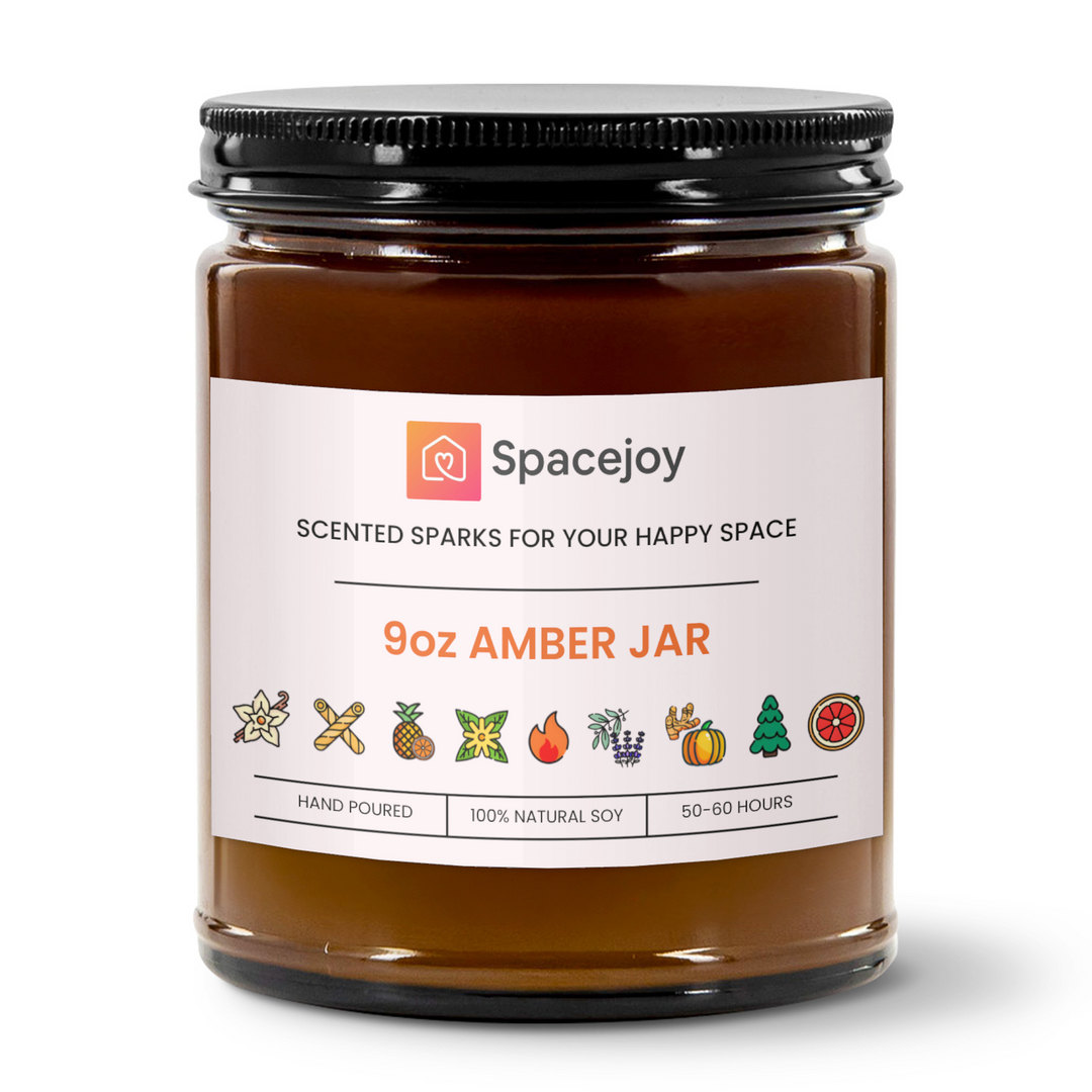9oz Amber Jar Candle with Black Lid