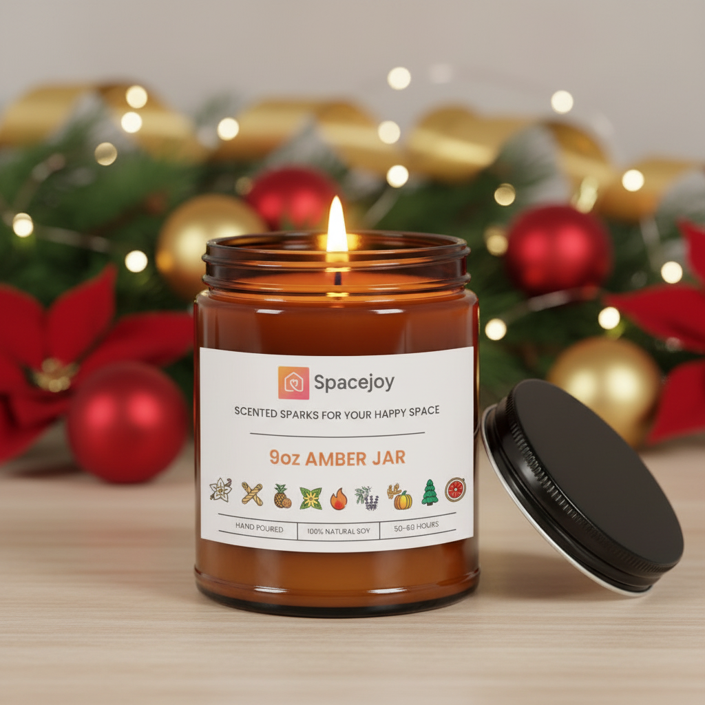 9oz Amber Jar Candle with Black Lid